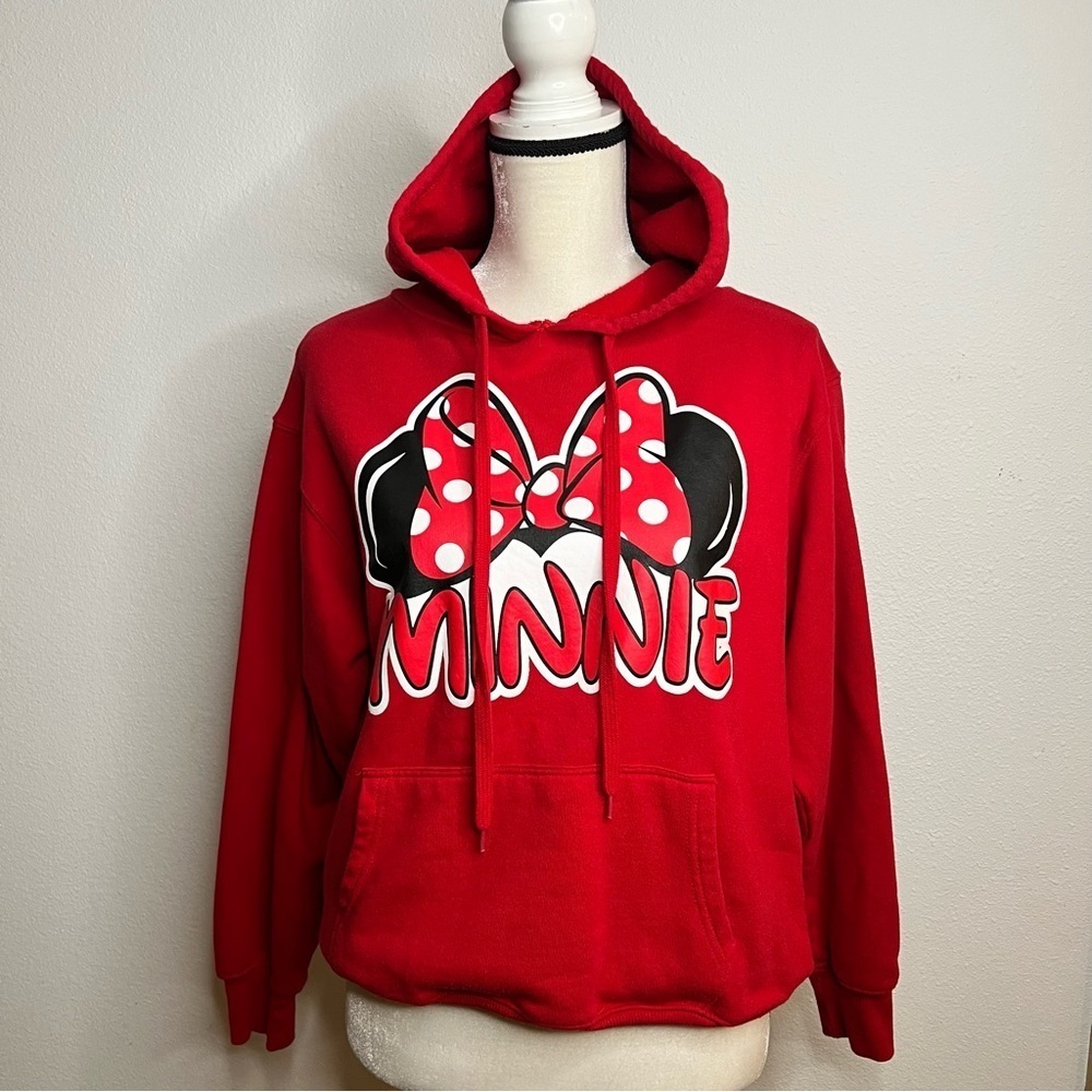 Disney women’s Bright Red Minnie Mouse Hoodie Size Small